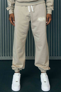 1Deluxe Men's Joggers – Brushed Cotton Drawstring Joggers, Desert Sand