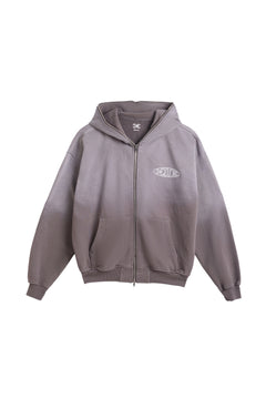 1Deluxe Men's Zip-Up Hoodie – 450GSM Heavyweight Cotton Hoodie, Grey Fade