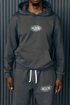1Deluxe Men's Pullover Hoodie – 100% Cotton Relaxed Fit, Charcoal Grey
