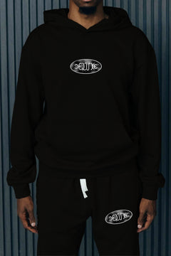 1Deluxe Men's Pullover Hoodie – 100% Cotton Relaxed Fit Hoodie, Black