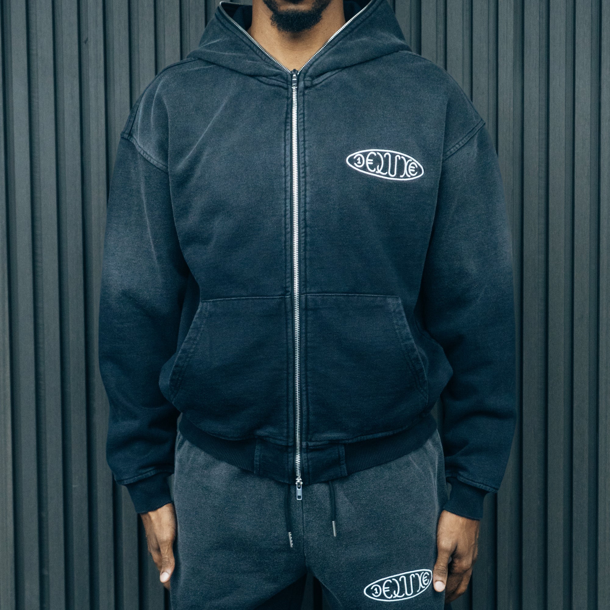 1DELUXE BLACK FADE HOODIE