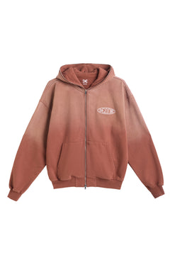 1Deluxe Men's Zip-Up Hoodie – 450GSM Heavyweight Cotton Hoodie, Brown Fade