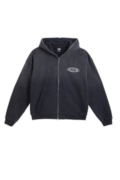 1Deluxe Men's Zip-Up Hoodie – 450GSM Heavyweight Cotton Hoodie, Black Fade
