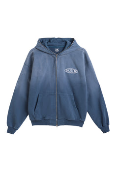 1Deluxe Men's Zip-Up Hoodie – 450GSM Heavyweight Cotton Hoodie, Blue Fade