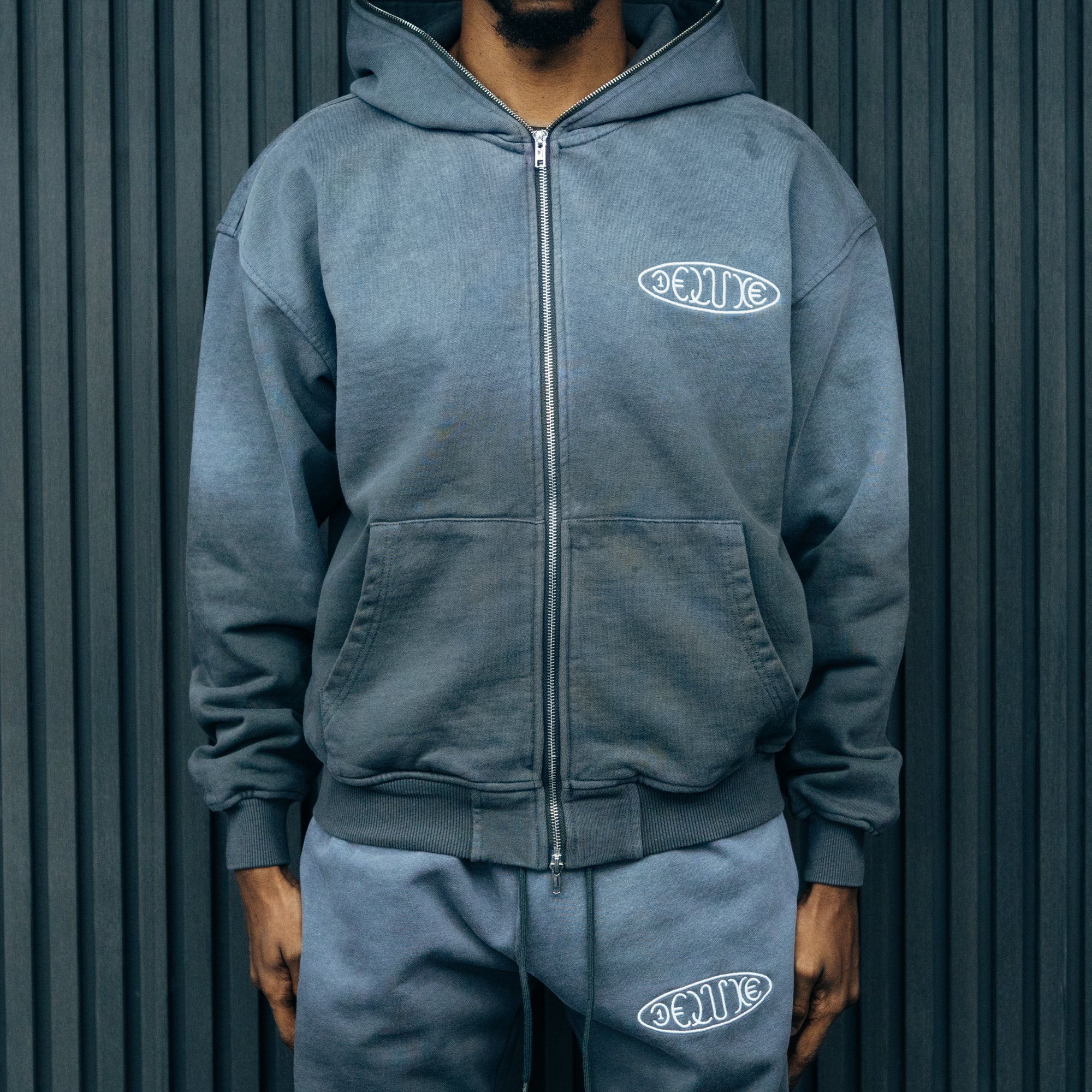 1DELUXE GREY FADE HOODIE