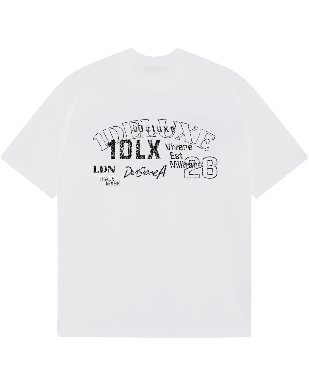 1DELUXE KNIGHTS MULTI PRINT WHITE T-SHIRT