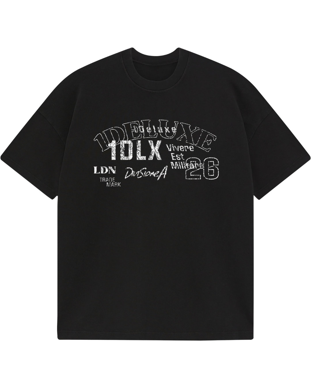 1DELUXE KNIGHTS MULTI PRINT BLACK T-SHIRT
