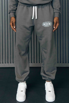 1Deluxe Men's Joggers – Brushed Cotton Drawstring Joggers, Charcoal Grey