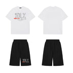 1Deluxe Men's Shorts and T-Shirt Set – French Terry Co-Ord, Black