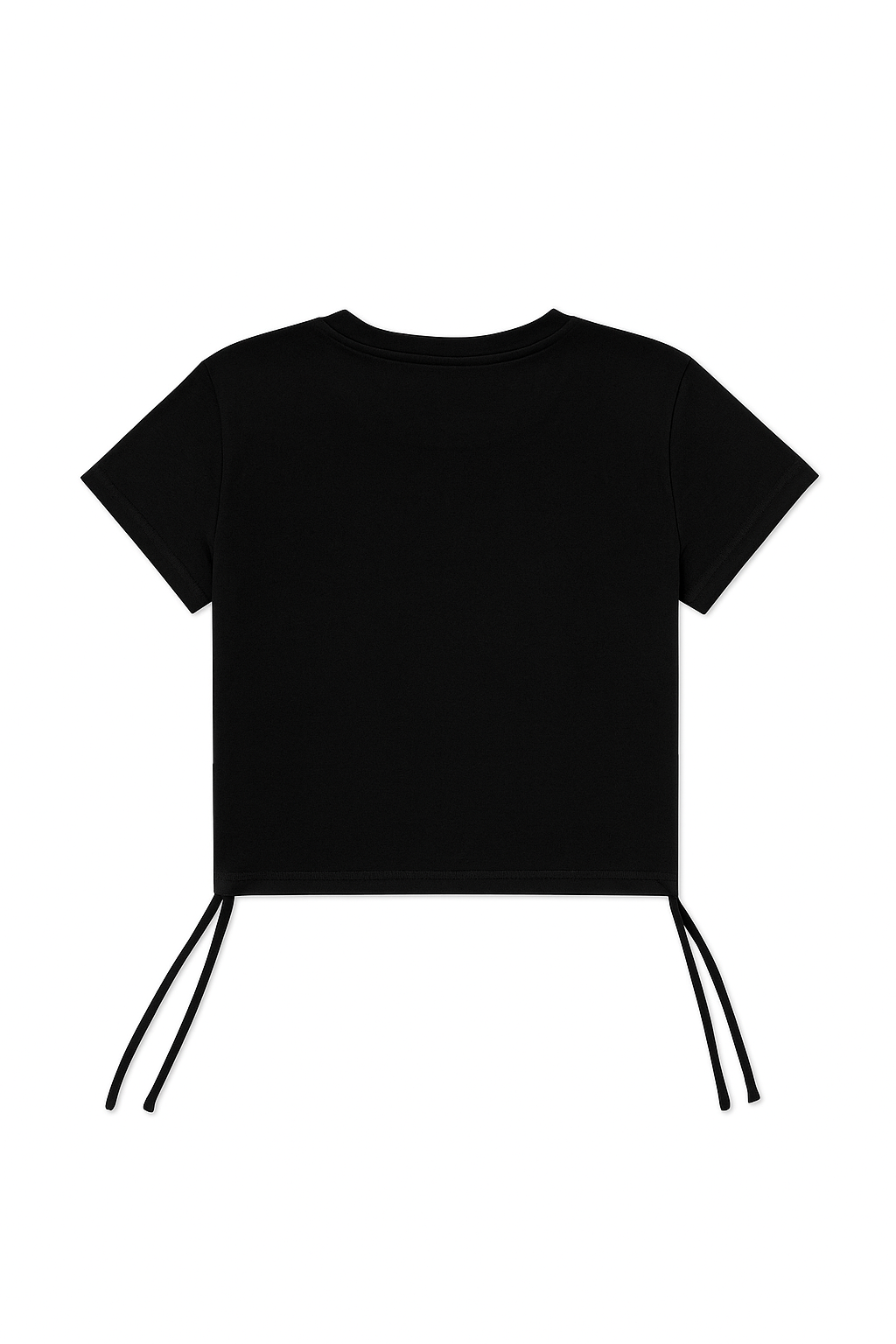SIDE TIE CROP TOPS: BLACK