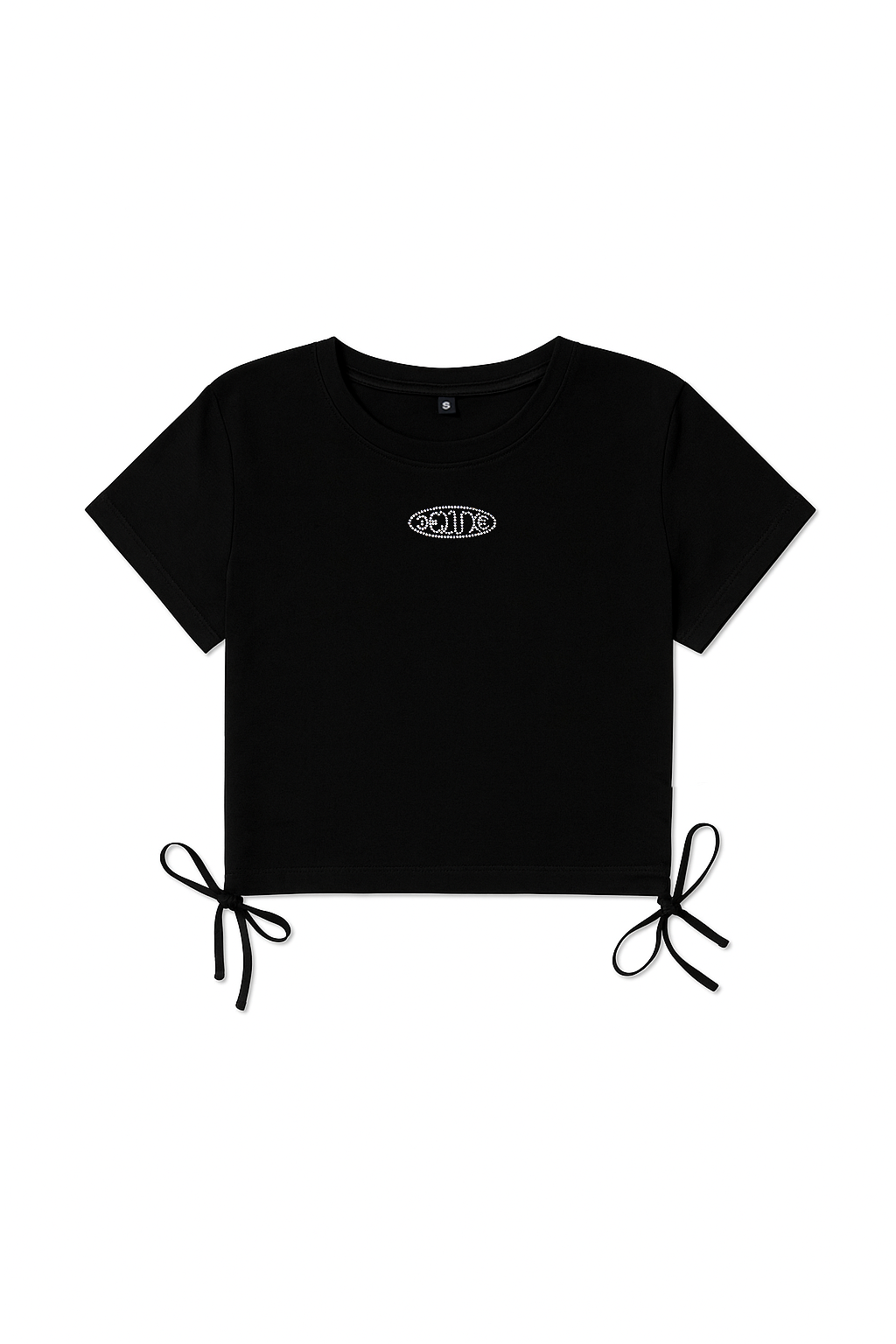 SIDE TIE CROP TOPS: BLACK