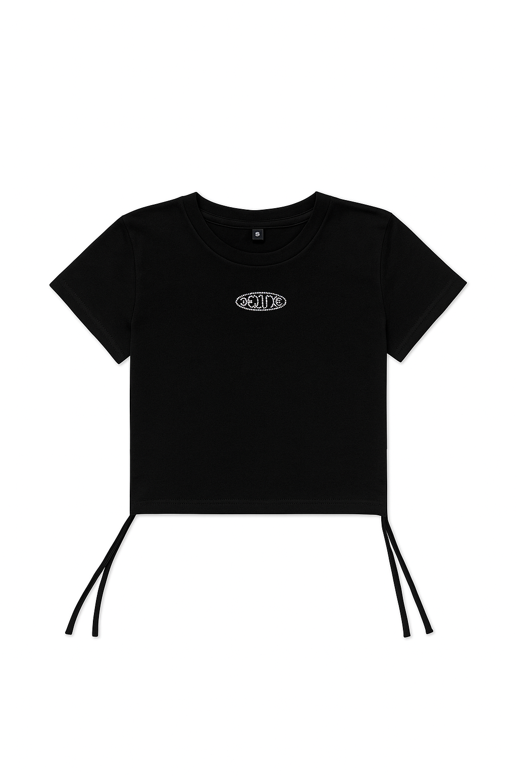 SIDE TIE CROP TOPS: BLACK