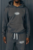 1DELUXE PULLOVER HOODIE: CHARCOAL GREY