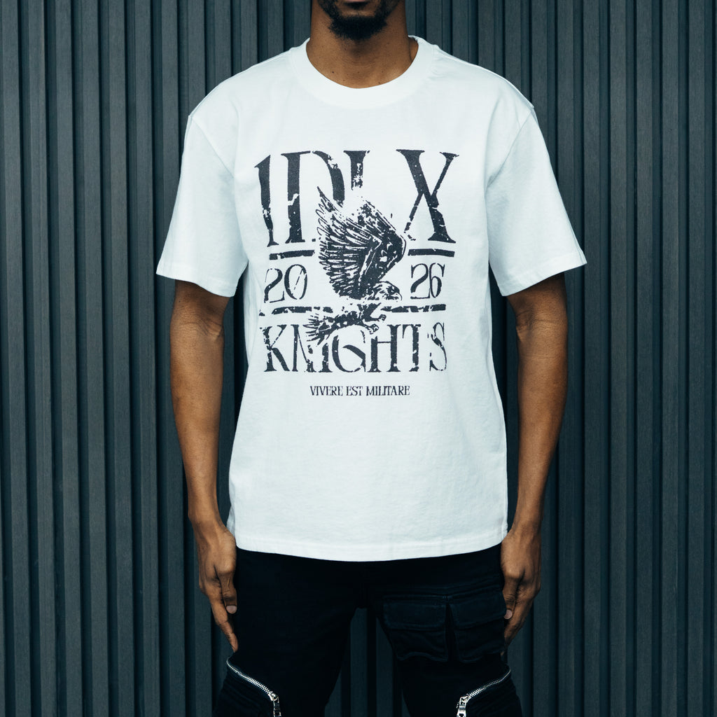 1DELUXE KNIGHTS RAVEN WHITE T-SHIRT