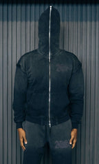 1DELUXE FULL ZIP UP YEAR 2007 HOODIE : BLACK