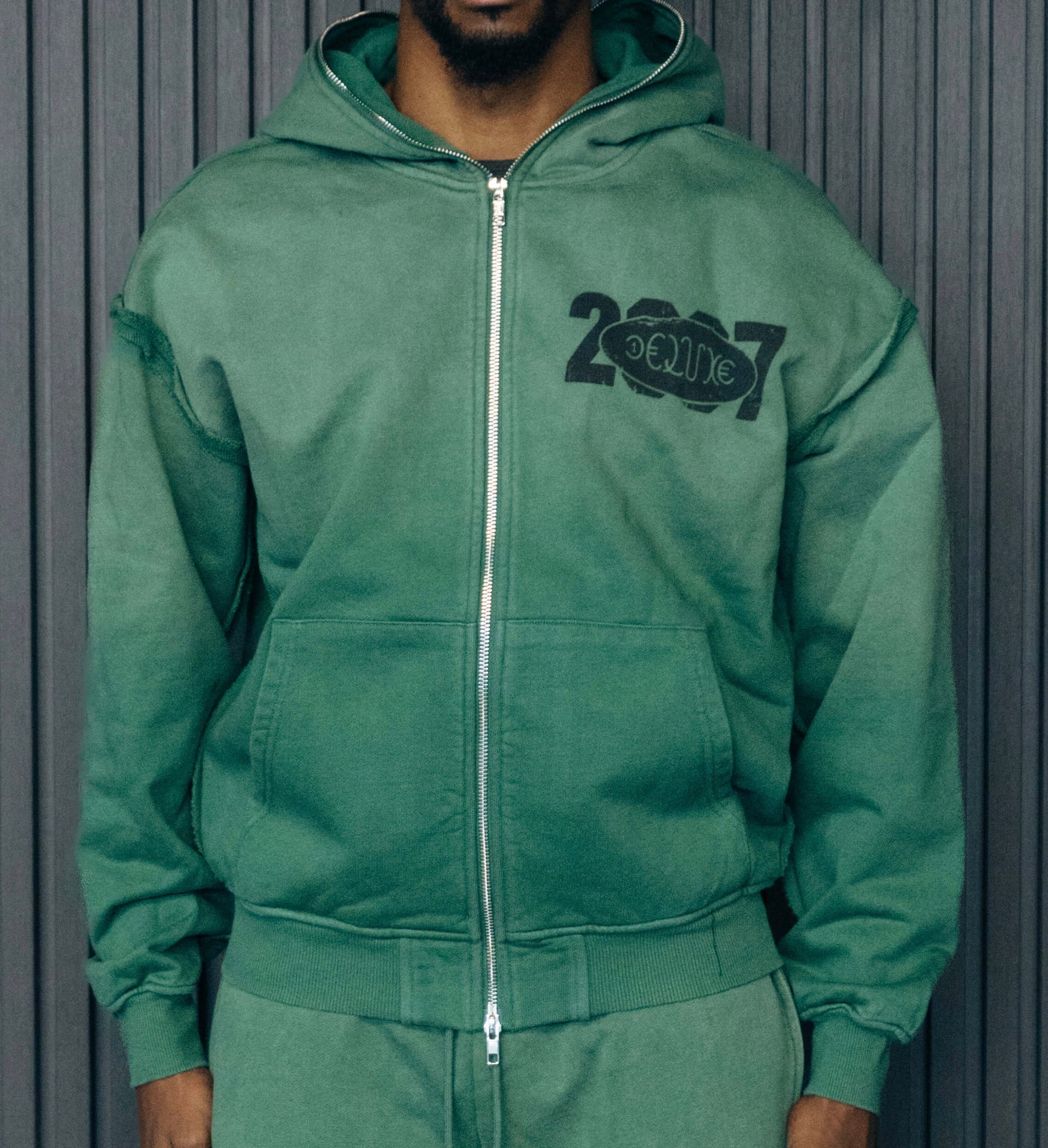 1DELUXE ZIP UP YEAR 2007 HOODIE : GREEN