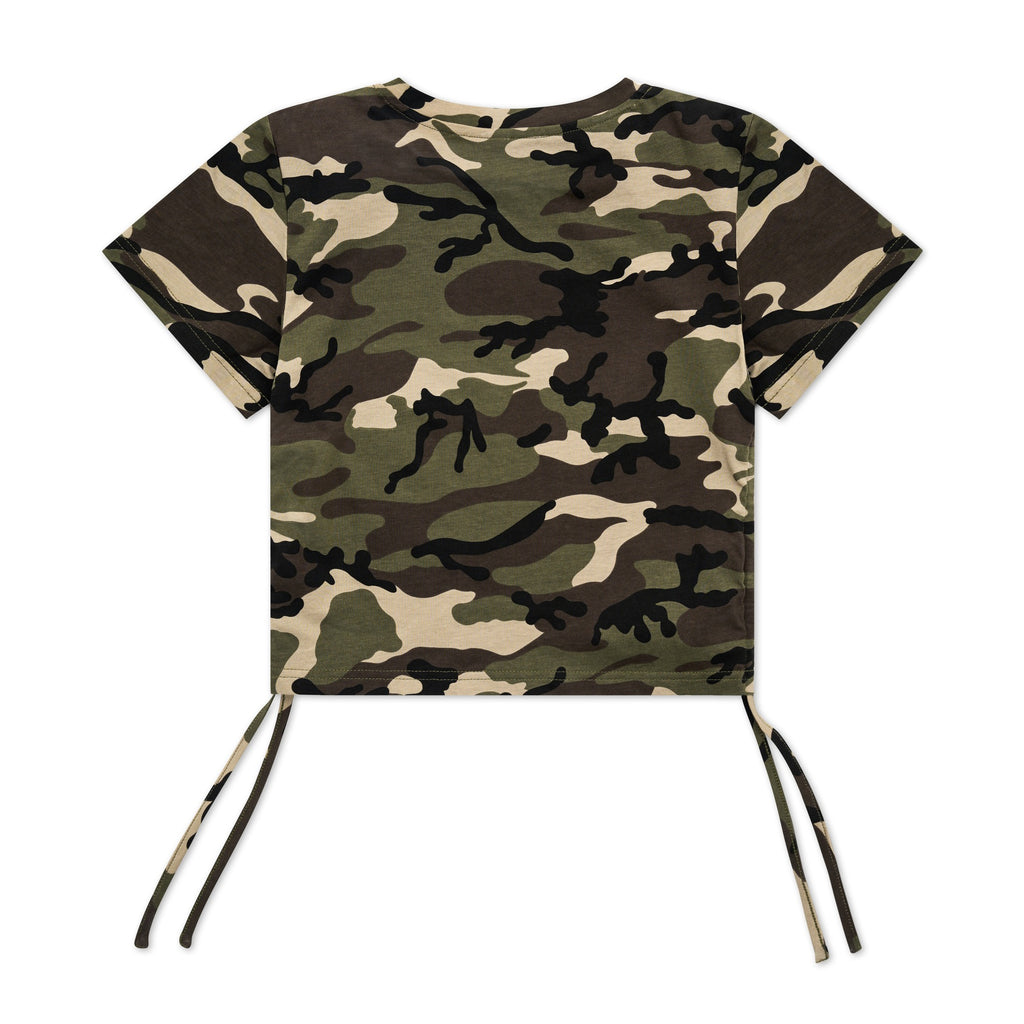 SIDE TIE CROP TOPS: CAMO