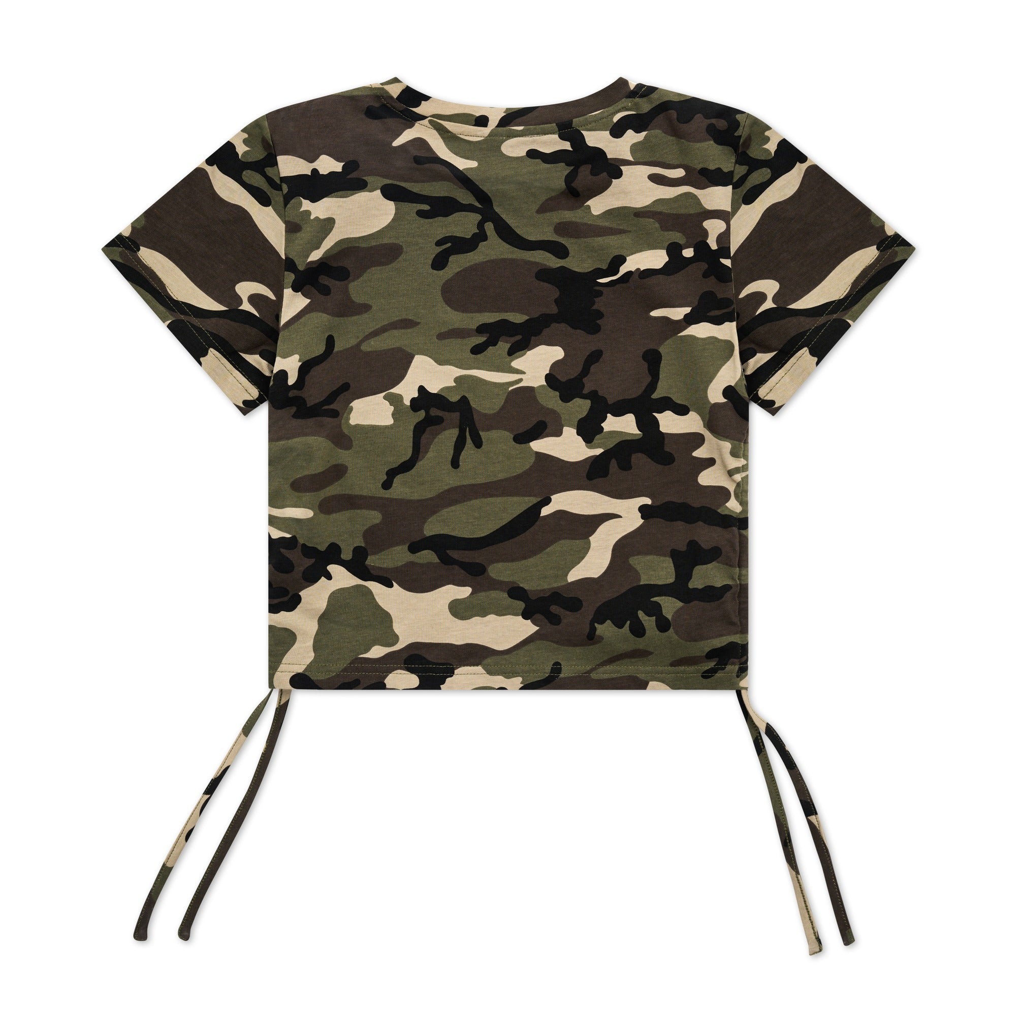 SIDE TIE CROP TOPS: CAMO