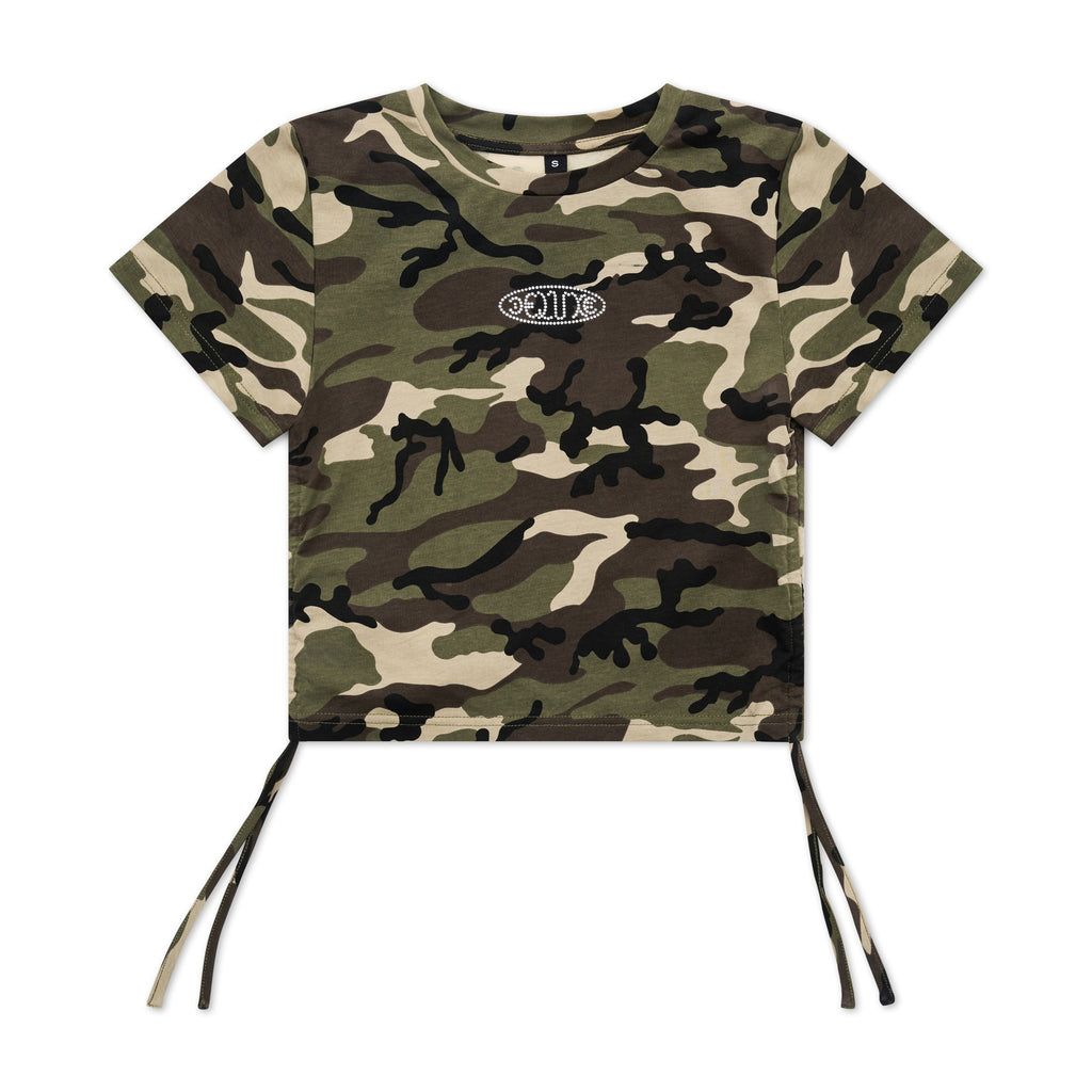 SIDE TIE CROP TOPS: CAMO