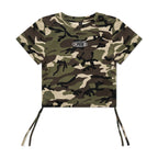 SIDE TIE CROP TOPS: CAMO