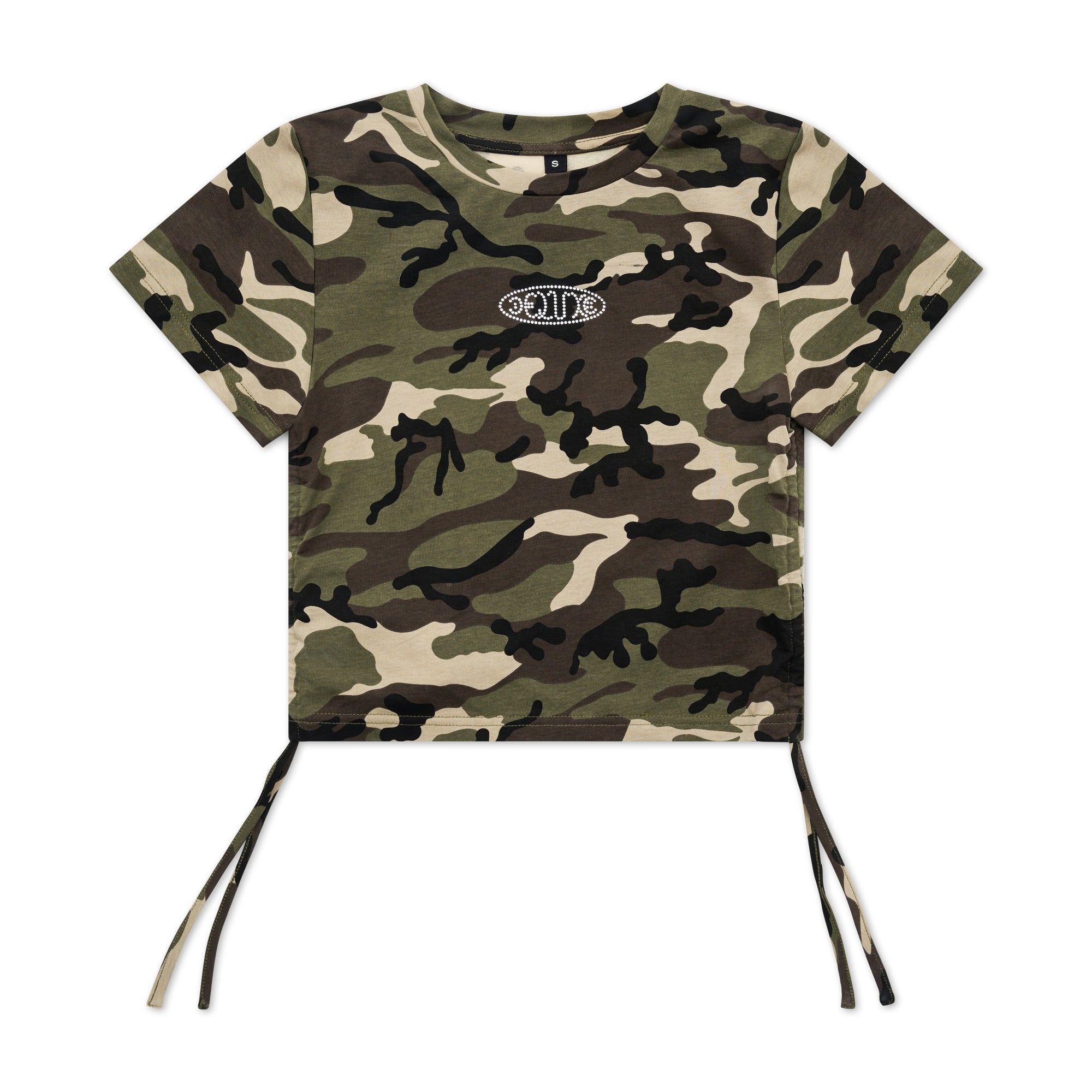 1DELUXE SIDE TIE CROP TOPS: CAMO