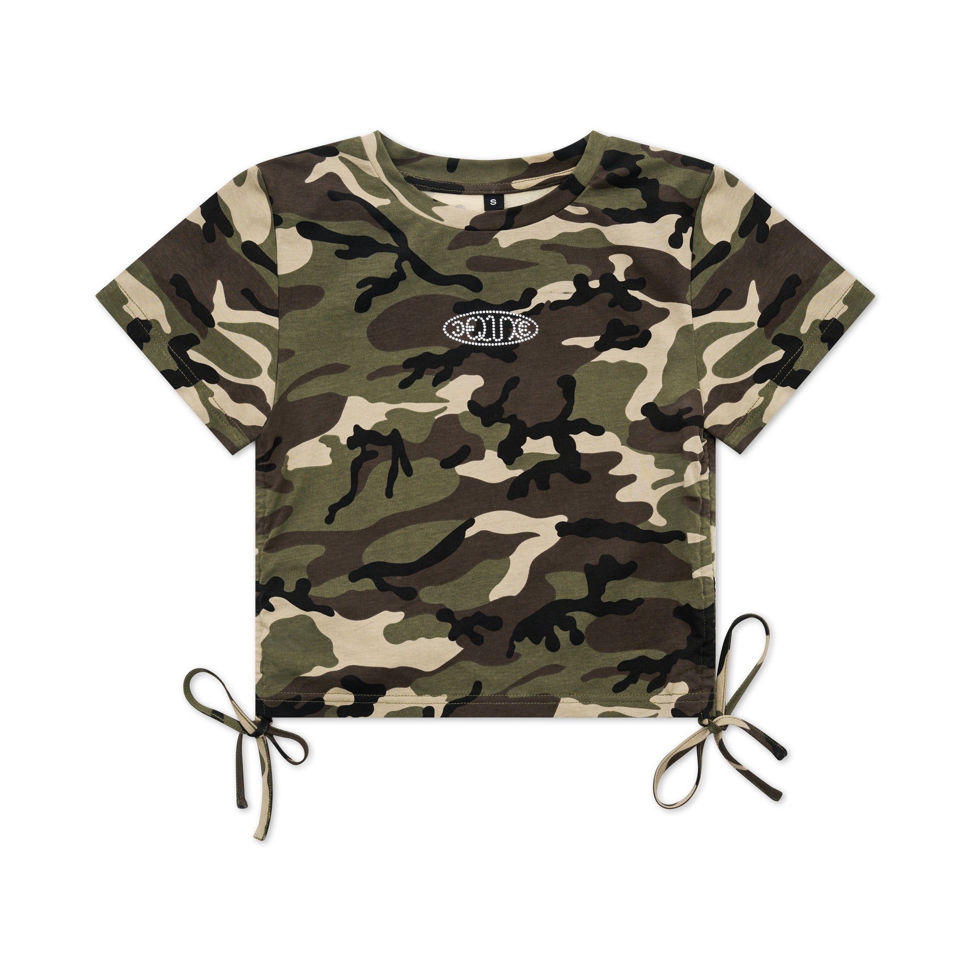 SIDE TIE CROP TOPS: CAMO